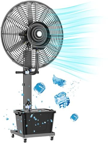 Ventilatore nebulizzatore per esterni con serbatoio da 40 l, ventilatore oscillante a 3 velocità per officina, magazzino, uso industriale (65 cm)
