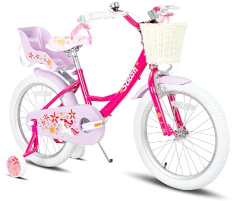 STITCH Einhorn 18 Zoll Kinderfahrrad für 5-8 jährige Mädchen, 18 Zoll Kinderfahrrad mit Stabilisatoren & Kickstand & Korb