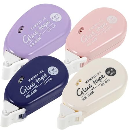 Sewroro 4pcs Double-Sided Adhesive Tape Roller Glue Tape Refill for Crafting Adhesive Strips Heavy Duty