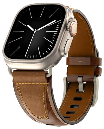 Correa de Cuero para Apple Watch Ultra 2 49mm, Pulsera de Repuesto Clásica de Cuero Patchwork para iWatch Series 10 9 8 7 6 5 4 3 2 1 Ultra SE, Correa para iWatch 49mm 46mm 45mm 44mm 42mm