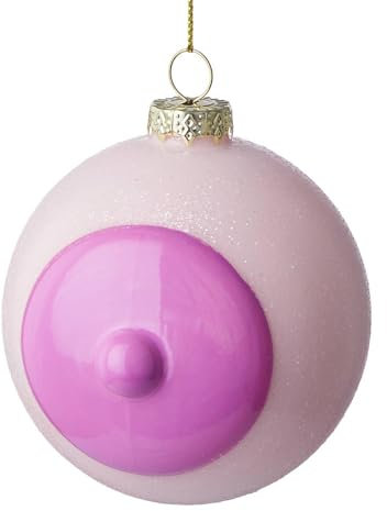 BUTLERS Weihnachtsbaumkugel Boobie Christbaumschmuck Glas Rosa -Hang ON- Weihnachten Baumkugeln spaß lustige Figur Anhänger | Tannenbaum Deko & Weihnachtsdeko