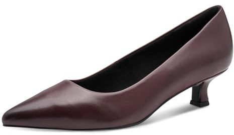 Marco Tozzi Damen Pumps aus Leder Spitz, Rot (Bordeaux), 38 EU