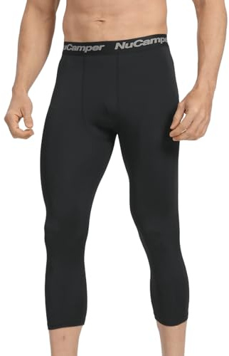 NuCamper Pantalones de compresión 3/4 para Hombre, Mallas de compresión Deportivas de Capa Base de Secado rápido para Baloncesto, Gimnasia, Entrenamiento atlético, fútbol Americano