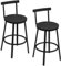 WOLTU Taburetes Bar Juego de 2, Taburetes Altos Cocina con Respaldo Bajo y Reposapiés, para Comedor, Cafeteria, Barra Cocina, Negro
