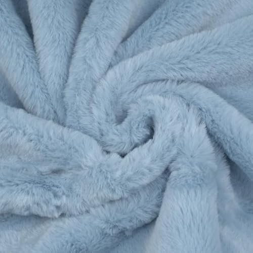 STOFFKONTOR Kunstfell Meterware in Hell-Blau zum Nähen – 160 cm Breit, 100% Polyester, Kuschelweich & Quer-elastisch, Florhöhe ca. 1,0 cm, 540 g/lfm, mit Gewirkerückseite