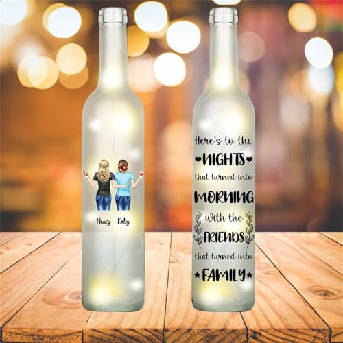 Personalized Sister Portrait Bottle Lamp Custom Best Friend Bottle LED Night Light Name Bestie Table Lamp Friendship Bottle Gifts for Birthday