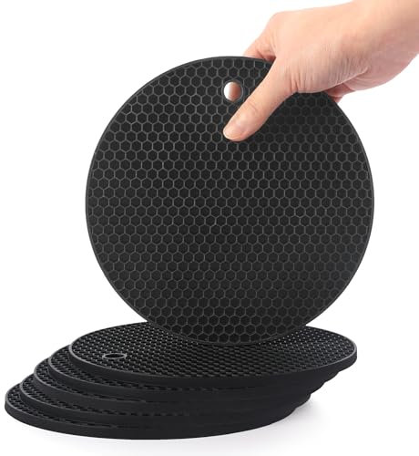SOSMAR Silicone Trivets 6-Pack (18cm) Heat Resistant Mats for Air Fryer Worktop Protectors, Non-Slip Coasters Pot Holders for Kitchen, Hot Pots/Pans, Multi-Purpose Silicone Placemat Dishwasher Safe