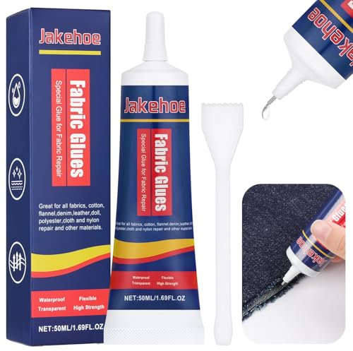 Flintronic Pegamento Textil, 50 ml Pegamento para Tela, Pegamento Textil Extra Fuerte, Pegamen-to Ropa, para Tela y Tejidos Como El Cuero O El Tejano, Secado Rápido, Transparente