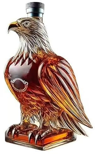 Unique Whiskey Eagle Glass Decanter, Eagle Shaped Whiskey Bottle for Men, Dad, Husband | Perfect Whiskey Decanter Set (Eagle 1)