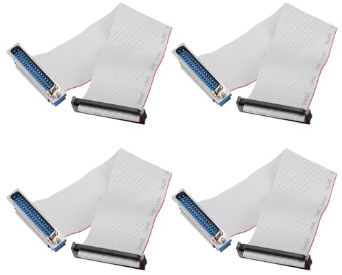 sourcing map IDC-Flachbandkabel, 2,54 mm Rastermaß, 47 mm Breite, 20 cm lang, 40-poliger Stecker DB37 auf FC-40 Flachbandstecker, Überbrückungskabel für PC, LED-Displays, 4 Stück