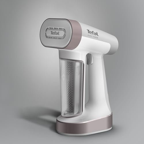 Tefal PureForce 2-in-1 Handheld Garment Steamer, Vertical steaming & Horizontal ironing, Boost & Eco modes, 25 second heat up, 180ml removable tank, 4 steam settings, DT8720G0, Pink and White