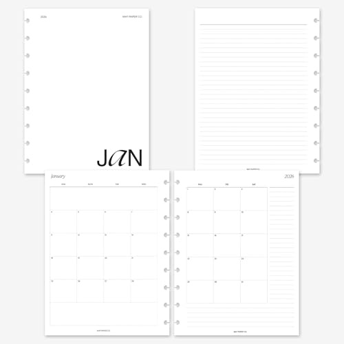 Classic Happy Planner 2026 Monat auf zwei Seiten Monatlich mit Notizen Planer Einlage Agenda Nachfüllung für 9 Discs Notizbuch 7 x 9,25 (trennbare Monate, Sonntagsbeginn)