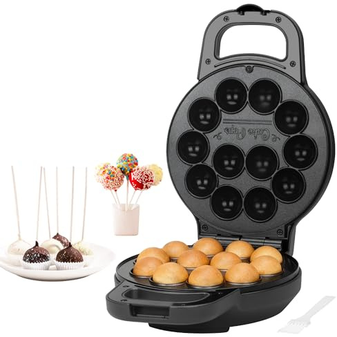 SugarWhisk Flip Cake Pop Maker, fabrica 12 Cake Pops de 1,4 cm de tamaño cada uno, incluye accesorios para Cake Pops, máquina para snacks, revestimiento cerámico, receta y pincel, color grafito