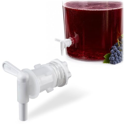 KADAX Auslaufhahn für Gäreimer, Ablasshahn mit Dichtung und Gegenmutter, Ablaufhahn aus Kunststoff, Hahn für Gärbehälter, Zapfhahn für Bier und Wein