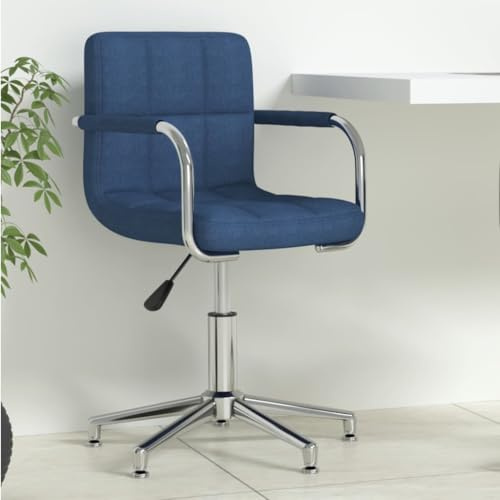 Fangmaliuyun Drehstuhl Blau Stoff Bürostuhl Gasdruckfeder Höhenverstellbar 48x47x74,5-88,5 cm Lesesessel für Home Office Living Room Schlafzimmer
