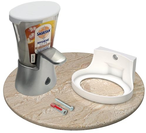 Sagrotan No Touch Wandhalterung, kompatibel mit Sagrotan Seifenspender, 3D gedruckte Halterung zur Wandmontage, platzsparend, stabil & hygienisch, inkl. Monatgematerial