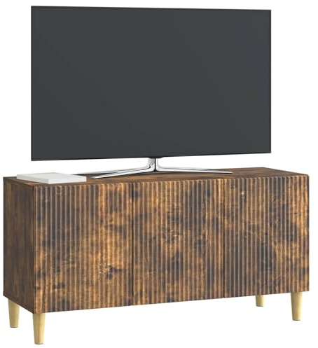 vidaXL TV-Schränk Geräucherte Eiche 99 x 34,5 x 50 cm Holzwerkstoff, Wohnen aufzubewahren, Vintage-Medienkonsole, rechteckiger Schrank mit Beinen, stylischer Organizer, viel Stauraum