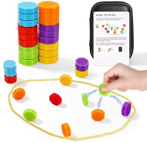 2026 Neu Magnetisches Schachspie, 20 Stück Magnetische Chess Fidget Toys Erwachsene, Magnet Spiel Schachspiel Steine mit Spielseil, Autismus Antistress Spielzeug