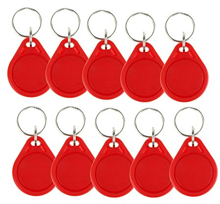 OBO HANDS (100 Stück Wasserdicht ABS 13.56 MHz ISO14443 A MF Classic 1 K NFC RFID Token, RFID Schlüsselanhänger, RFID-Tag, Rot