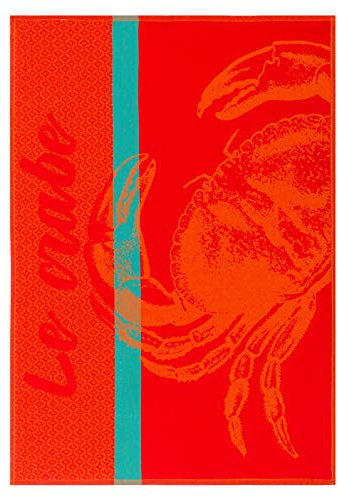 Coucke French Baumwoll-Jacquard-Handtuch, Krabbe (Krabbe) Rouge, 50,8 x 76,2 cm, Rot