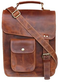 Jaald 11 Kleinleder Messenger Bag Umhängetasche Cross Body Vintage-Kurier-Beutel für Damen und Herren aus Schulranzen Mann Purse competible Mit iPad und Tablet
