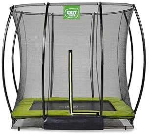 EXIT TOYS Silhouette Bodentrampolin - 153x214cm - Kompaktes Rechteckiges Gartentrampolin Outdoor für Kinder - Mit Sicherheitsnetz und Fußschutzsystem - Gute Sprungkraft - Sicherer Einstieg - Grün