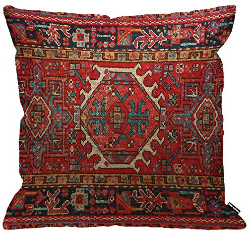HGOD DESIGNS Kissenbezug mit orientalischem Muster Türkisch Antik Rot - Dekorative Kissenhülle für Herren/Damen - für Wohnzimmer, Schlafzimmer, Sofa, Stuhl - 45 x 45 cm