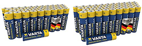 Varta Batteria Industrial AA Mignon Batterie alcaline LR6, Pacco da 40 + Varta Confezione Industrial 40 Batterie Alcaline, Tipo AAA, Ministilo LR3 Micro
