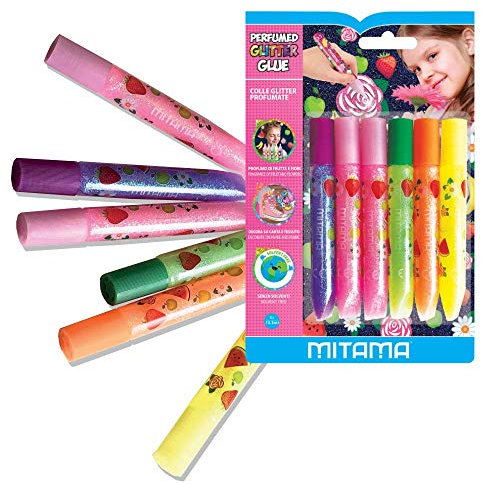 Mitama - Colla Glitter PERFUMED 6 Colori Assortiti Colle con Profumo di Frutta E Fiori