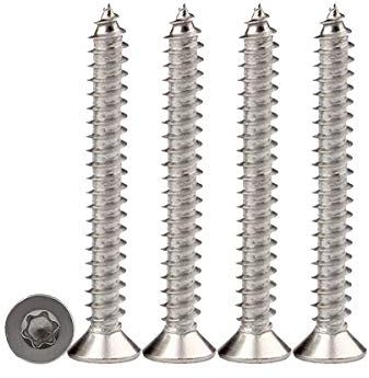 Drenky 100pcs M5 x 30 Vis à bois à tête fraisée Torx entièrement filetée pour aggloméré A2 Vis autotaraudeuses en acier inoxydable Quincunx standard Fixation à filetage complet pour le travail du bois