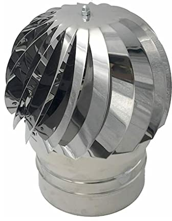 Fumaiolo Comignolo Canna Fumaria Camino Cappello Testa Girevole In Acciaio Inox attacco maschio (Ø CM 10)