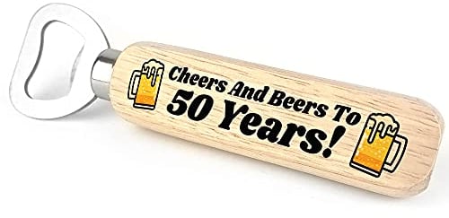 Quirky 50th Birthday Gift for Him Wood Bottle Opener Dad Grandad Uncle Gift