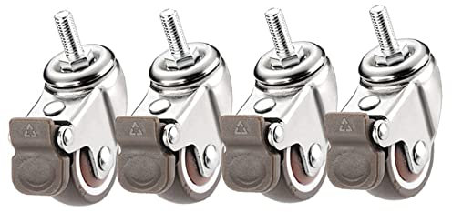 KOOEIN Möbelrollen,4X Transportrollen,m6/m8/m10,lenkrollen Mit Bremse,geräuscharme Gummirollen,kleine Rollen,einfache Montage,25mm/1in-4brake