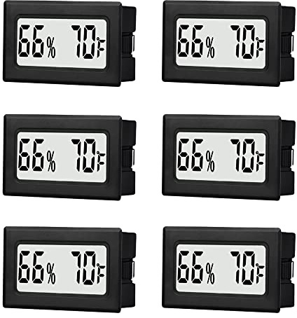 6 Pack Mini Small Digital Hygrometer Thermometer Indoor Temperature and Humidity Meter Gauge with Temp Humidity Sensor Monitor Fahrenheit (℉) for Jars,Home,Room