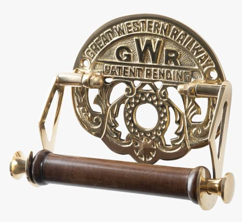 Assorted Collections GWR Toilet Roll Holder - Wall Mounted - Victorian Style Toilet Paper Holder for Bathroom – Novelty Brass Toilet Roll Holder - Easy Installation - Included Hardware