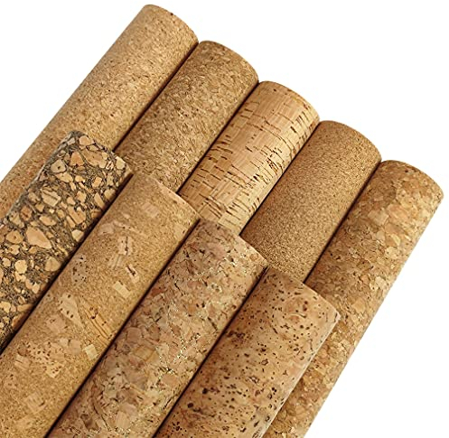 9 Stück/Set 21 cm x 30 cm, Bedruckter weicher Korkstoff, A4-Größe PU-Stoff Kunstleinen-Rückseite, Für Lederohrringe, Haarspangen, Kunsthandwerk, DIY-Dekoration, (XHT-41251)