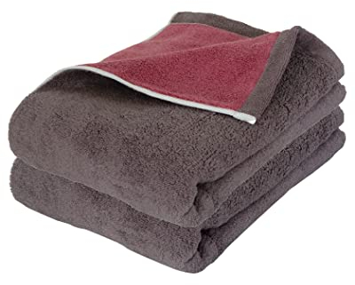 Imabari Handtuch, wendbar, hergestellt in Japan, 2er-Set, dick, saugfähig, schnell trocknend, 100% Baumwolle (Gesichtstuch, Anthrazit, Anthrazit×Altrosa)