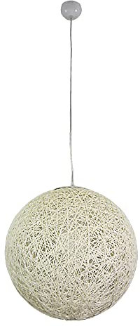 Kugel-Pendel-Hänge-Leuchte UNO 1 flammig D: 40cm Bast creme-weiß Fassung E27 Hänge-Kugel-Lampe