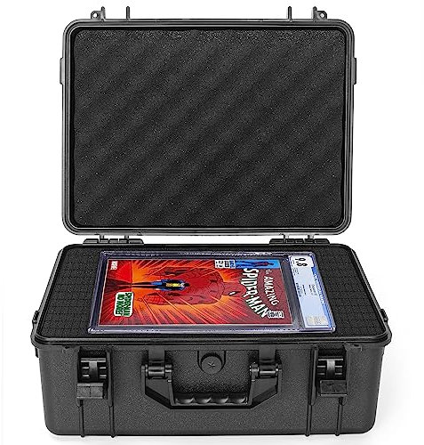 TORIBIO Graded Comic Book Storage Box, Hard Case Fits CGC Graded Comic Books, Waterproof Hard Shell Protection Carrying Case with Customizale Foam Interior