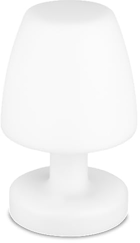 REV EASY Tischlampe, kompakte Tischleuchte mit Dimmfunktion, H25cm, Akku 2200mAh, 120lm, IP44, weiß