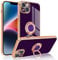 Newseego Electroplated Magnetic iPhone 14 Plus Case, 360 Degree Rotation Finger Ring Holder Phone Case Magnet Car Stand Soft Silicone Shockproof Protective Bumper Cover for iPhone 14 Plus-Dark Purple