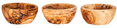 3er Set Schüssel ca. 12x4cm Schale Holz Olivenholz Holzschale Salatschüssel Natur Unikat Tischdeko Brotschale Snackschale