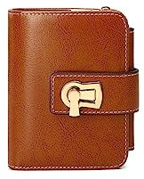 PORRASSO Portefeuille Femme Mode Porte-Monnaie avec Blocage Anti RFID PU Porte-Cartes Court Portefeuille à Trois Volets Petit Wallet avec 11 Emplacements pour Cartes Marron