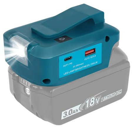 Waitley Power Source Charger work light for Makita 14.4V-18V BL1830 BL1840 BL1850 BL1860 BL1815 BL1430 BL1450 BL1440 BL1415 Battery LXT Series Rechargeable Lithium ion Battery Adapter