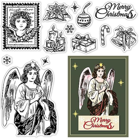 craspire Weihnachtsfee-Winkel, Durchsichtige Gummistempel, Frohe Weihnachten, Glocke, Urlaub, Transparente Silikon-Siegel, Stempel, Weihnachten, Journaling, Kartenherstellung, DIY, Scrapbooking