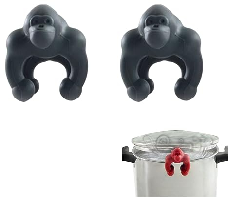 2 Pcs Pot Lid Lifter Silicone Spill Proof Lid Lifter Splash-Proof Steam Release Pan pot lid lifter Kitchen Tool Decoration Pot Lid & Cute Kitchen Accessories (Black)