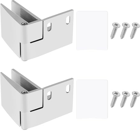 ECSiNG 2 Sätze Glastürscharniere, Eingebettete, Seitlich Montierte Glastürscharniere, Vitrinentüren, Weinschrank-Türscharniere, Ersatzteile mit Befestigungsschrauben Und Pads, Silber