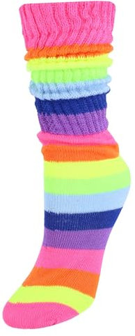 CTM Damen Super Soft Slouch Socken (1 Paar), Neon Rainbow, Einheitsgröße