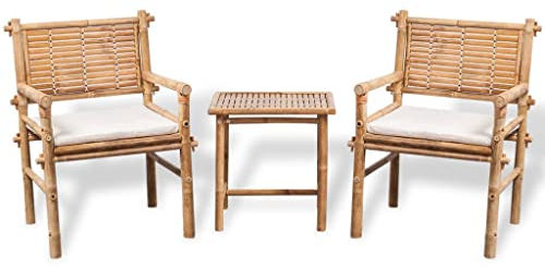 QJBSAVVA 3-TLG Bistro-Set, Outdoor Tisch eckbankgruppe gartenmöbel Set Sofa Tisch Geeignet für Balkon Strand Café Speisesaal mit Auflagen Bambus