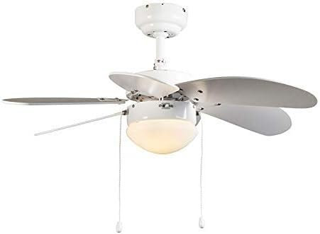 Ventilador de Techo Blanco Moderno - Fresh 3 Redondo de Vidrio/Madera/Acero Apto para LED Máx. 1x60 vatios